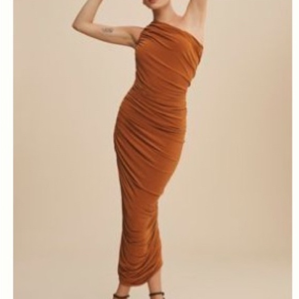 Anthropologie One-Shoulder Bronze Dress from Norma Kamali